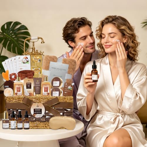 Gifts for Women & Men, 35 Pcs Coconut & Vanilla Self Care Spa Gifts Basket - Image 7