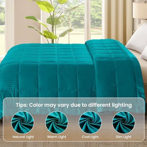 downluxe King Size Blanket with Satin Trim, Lightweight Down Alternative King Blanket for All Season, Machine Washable (Teal, 108 x 90 Inch) - Image 6
