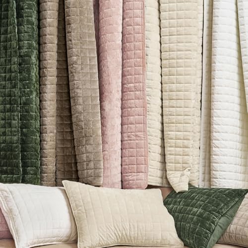 RECYCO Channel Box Stitch Velvet Quilt Set, Twin/Twin XL Size, Natural Tan - Image 5