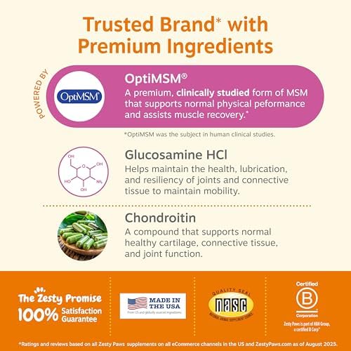 Zesty Paws Hip and Joint Supplement for Dogs - Glucosamine with Chondroitin, MSM, Vitamins C and E Dog Joint Relief - Mobility Bites Duck – 90 Count (Pack of 3) - Image 6