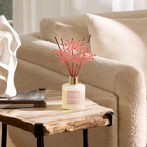 COCORRÍNA Reed Diffuser - Cherry Blossom 6.7 Fl.oz Reed Diffuser Set with Sticks & Preserved Baby's Breath, Reed Diffuser for Home Bathroom Shelf Decor - Image 3
