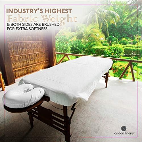 LONDON LINENS Extra Heavy Flannel Massage Table Sheet 3 Piece Set (White) - Image 2