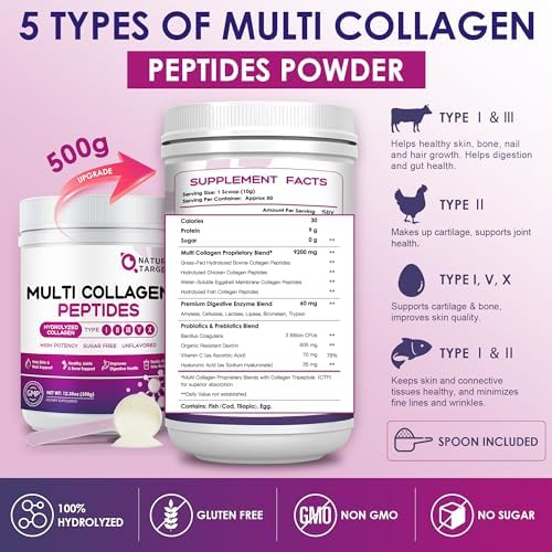 NATURE TARGET Multi Collagen Peptides Powder, 50 Servings - Image 2
