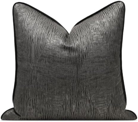 Designer Onyx Black Abstract Texture Throw Pillow Cover, Luxury Pillow Cover for Modern & Classic Home Decor, 18x18 Inch (Single Pack) by AIBUHOME