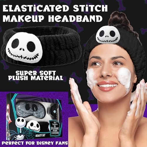 Disney The Nightmare Before Christmas Beauty Accessories Set for Women, Teens with Eye Mask Eye Pads Headband Claw Clip Pampering Gifts for Women (Black) - Image 6