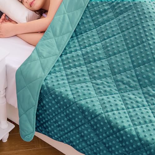 yescool Weighted Blanket 5 Pounds Teal Heavy Blankets, Microfiber Weighted Throw Blanket Breathable Warm Fleece Minky Blanket for 40-60lbs, 36"x48" - Image 5