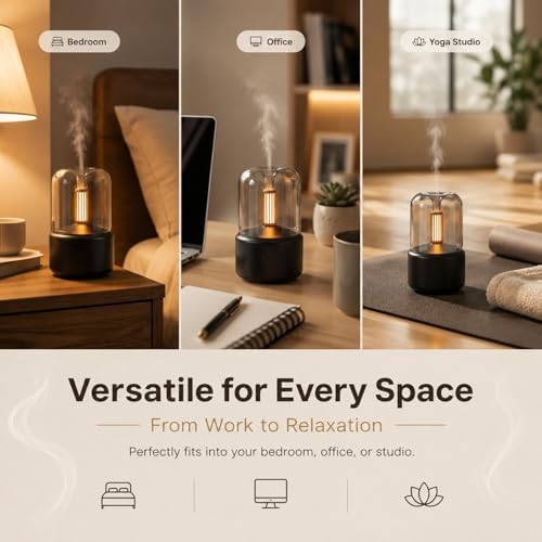LONCIN Essential Oil Diffuser, 120ml Aromatherapy Diffuser with Auto Shut-Off Function, Ultrasonic Diffusers for Essential Oils, Cool Mist Humidifier with Warm Lights, for Home & Office - Image 4