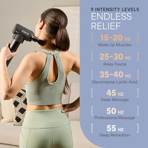 LifePro Sonic LX Percussion Massage Gun Deep Tissue with Heat & 10 Heads - Image 3