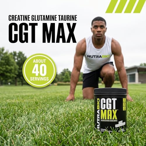 NutraBio CGT-MAX Powder- Creatine, Glutamine and Taurine to Support Muscle Recovery and Strength - 40 Servings - Unflavored - Image 5