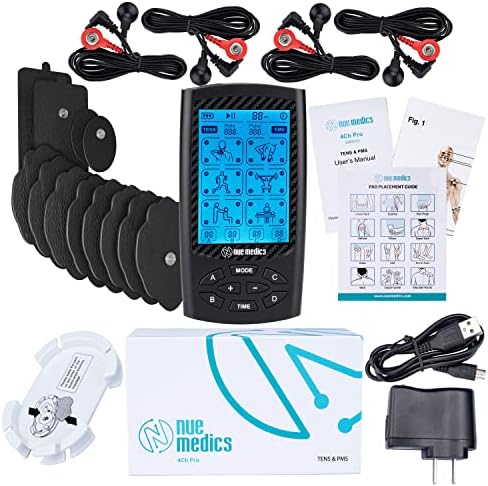 NueMedics Tens Unit with 4 Channel, EMS Muscle Stimulator for Pain Relief Therapy, 24 Massage Modes, Rechargeable, 12 Pads - Image 7