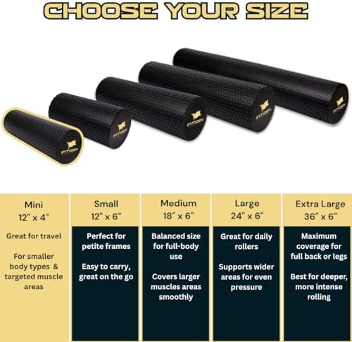 Fitizen Foam Roller – Muscle Massage Rehab Stiff Back Pain Physical Therapy Deep Tissue Firm Exercise Equipment Home Gym Stress Yoga Pilates for The Fit Citizen by FitNation - Image 2