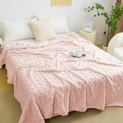 Aganear Fleece Throw Blanket for Bed Couch 90"x90" Pink by Aganear