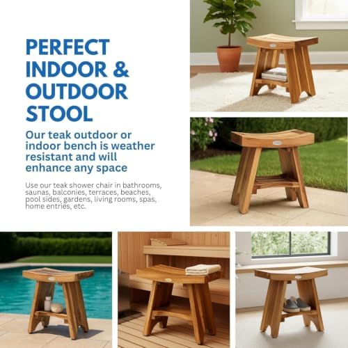 EcoDecors 18" Teak Shower Bench with 32 oz Teak Cleaner Spray - Image 4