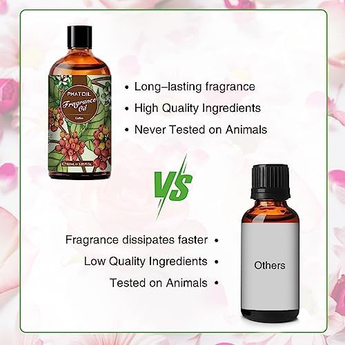 PHATOIL 3.38FL.OZ Coffee Fragrance Oils for Aromatherapy, Essential Oils for Diffusers for Home, Perfect for Diffuser, DIY Candle and Soap Making, DIY Scented Products - 100ml - Image 6