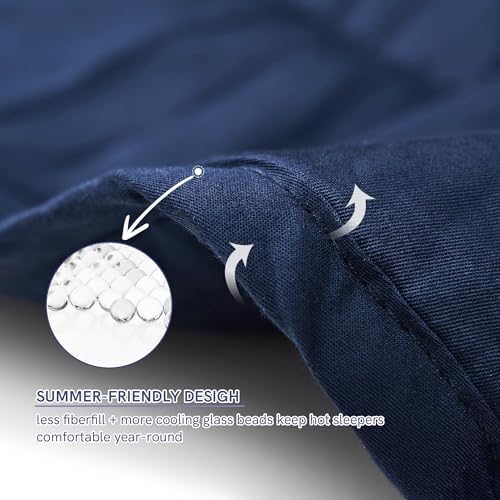 YnM Exclusive Weighted Blanket, Soothing Cotton, Smallest Compartments with Glass Beads, Bed Blanket for One Person of 140lbs, Ideal for Twin/Full Bed (48x72 Inches, 15 Pounds, Navy) - Image 4