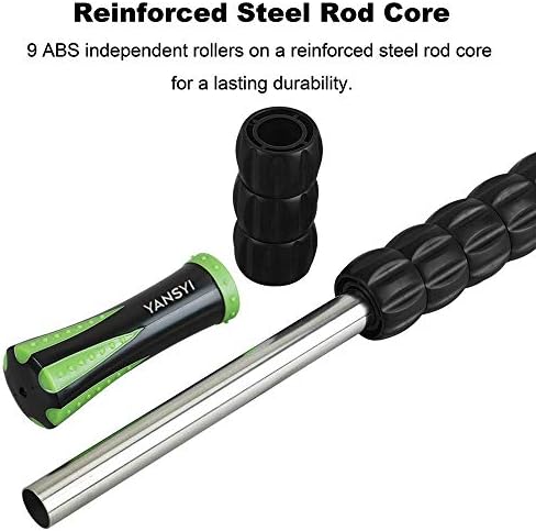 YANSYI Professional 9-Roller Deep Tissue Massage Stick - Portable Muscle Recovery Roller for Athletes, Relieves Post-Workout Soreness & Leg/Back Pain - Portable Physio Tool (Black) - Image 5