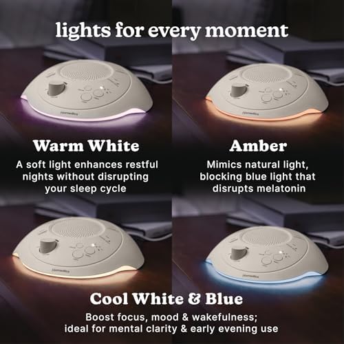 Homedics White Noise Portable Sound Machine, Night Light, Cream - Image 6