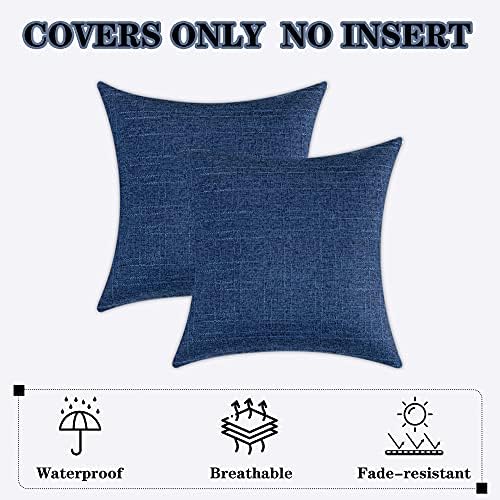 Kevin Textile Outdoor Waterproof 22”x22” Pillow Covers 2 Pack, Blue - Image 6