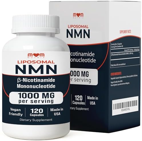 NMN Supplement 1000 mg Pure Nicotinamide Mononucleotide - NAD Precursor for Energy, Cellular Renewal & Longevity Support - Mitochondrial Support 120 Capsules - Vegan, Non GMO, Gluten Free by MOM+NUTRIX