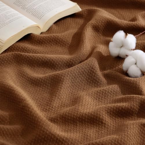 Bedsure 100% Cotton Blanket, Herringbone Weave, Twin-XL, Burnt Orange by BEDSURE