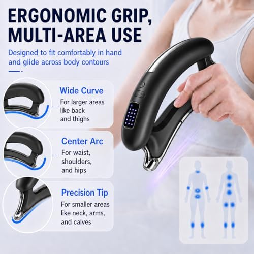 Electric Body Sculpt Massager, Portable Massage Tool with Soothing Heat & Adjustable Vibration, 5 Intensity Levels, Ergonomic for Neck, Shoulder, Back, Waist, Leg Relaxation (Black) - Image 6