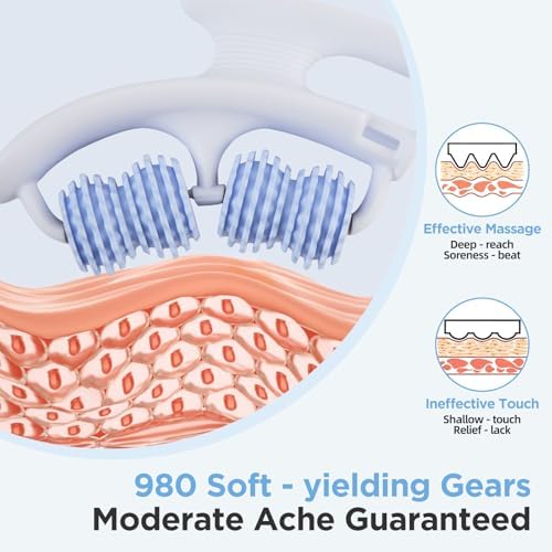 Cellulite Massage Tool - Lymphatic Drainage Massager - Muscle Roller, Deep Fascia Massage, Dimpled Skin Removal, Legs/Thighs/Buttocks, Anti-Cellulite Roller, Smooth Skin (14 Wheel - Blue) - Image 4