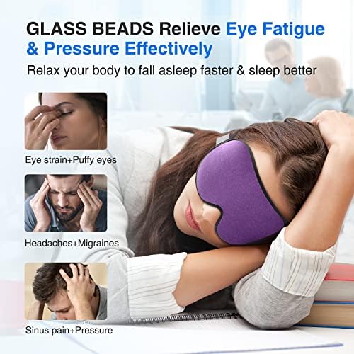 YFONG Weighted Sleep Mask for Women Men, 3D Light Blocking Eye Mask, Purple - Image 3