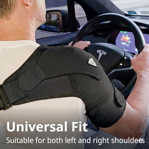 FIGHTECH Rotator Cuff Shoulder Brace for Men and Women - 4 Sizes - Shoulder Support - Pain Relief - Black - Large - Fits Most Men Bicep 12-17" - Image 5