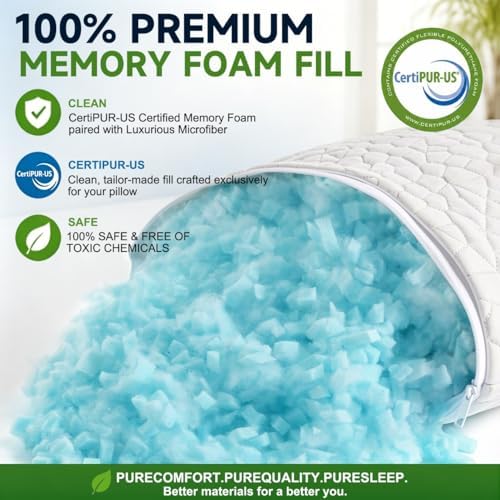 SUPA MODERN Cooling Pillow Standard Size Set of 2, CertiPUR-US Shredded Memory Foam Pillows, Cool Bed Pillows for Hot Sleepers, Adjustable Firm Pillow for Side,Back,Stomach Sleepers, Better Sleep - Image 3