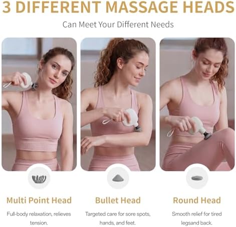 Mini Massage Gun for Face & Body, Portable Facial Massage Gun, Deep Tissue Percussion Muscle Massager with 3 Heads, 80% Smaller, 0.4lbs, 4 Speeds - Image 4