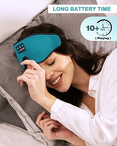Sleep Mask with Bluetooth Headphones,LC-dolida Sleep Headphones Bluetooth Sleep Mask 3D Sleeping Headphones for Side Sleepers Best Gift and Travel Essential (Blue) - Image 4