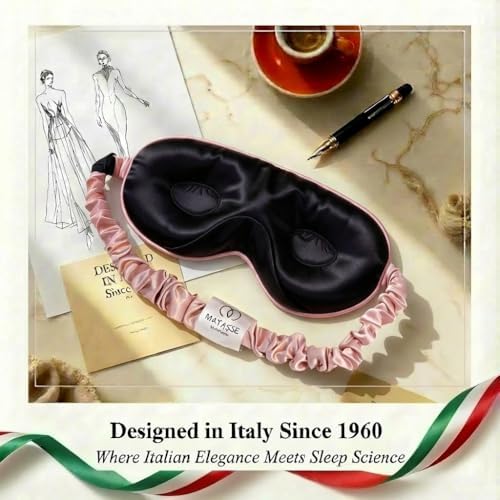 MATASSE 100% Mulberry Silk Sleep Mask, 22 Momme, Pink/Black - Image 2
