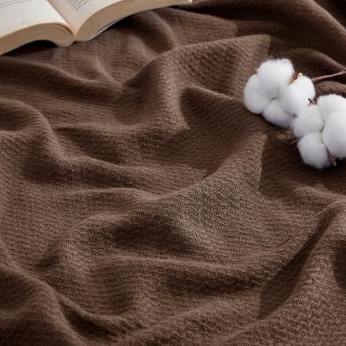 Bedsure 100% Cotton Blanket, Herringbone Weave, King, Brown by Unknown