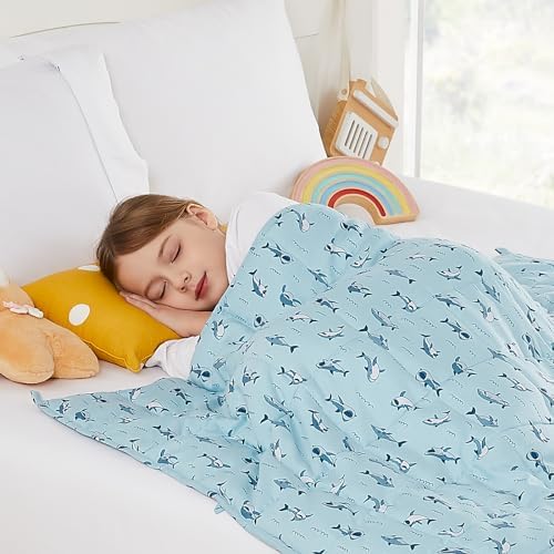 Weighted Blanket - 10 lbs Blue Shark Heavy Blanket - Small Size Breathable Lap Blanket(41"x60", 10 lbs) by HOSUKKO