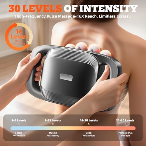 2026 New 16-Head Deep Tissue Percussion Massage Gun – Quiet Muscle Massager for Full Body, Up to 30 Intensity Levels, Cordless Rechargeable for Back, Legs, Shoulders & Recovery.Black - Image 3