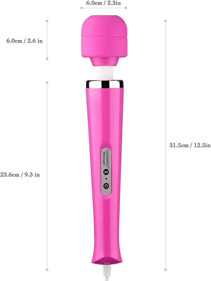CHARMING 10 Speeds Wired Powerful Handheld Back Massager with Strong Vibration Wand, Personal Therapy Massager for Sports Recovery, Muscle Aches, Body Pain- Rose red - Image 2