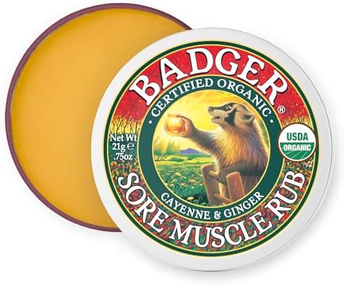 Badger Organic Sore Muscle Rub, Warming Cayenne & Ginger, 0.75 oz by Badger