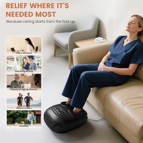 CILI Shiatsu Foot Massager with Heat, Electric Feet Massager Machine with Kneading Vibration and Compression, Detachable Washable Cover, Fits Up to Men Size 13, Relaxing Home Use - Image 4