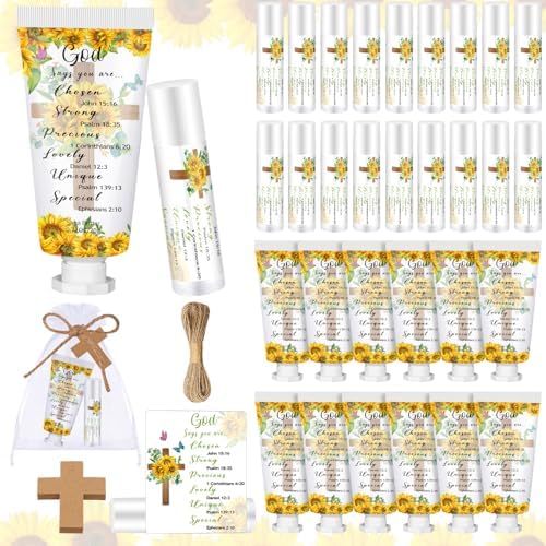 144 Pcs Sunflower Bible Lip Balm Hand Cream Party Favor Gifts by Heigble