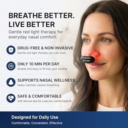 Red Light Therapy for Nose: LED Nasal Wellness Device - Red Light Nose Care Tool with 3 Light Modes, USB Rechargeable Portable Design, Daily Nasal Comfort Support with Auto Shut-Off (Black) - Image 4