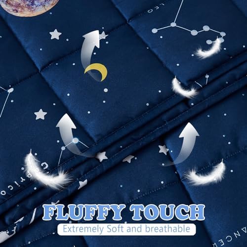 Weighted Blanket - 2 lbs Navy Starry Sky Heavy Blanket, 36"x48", Small Size Breathable Lap Blanket - Image 3