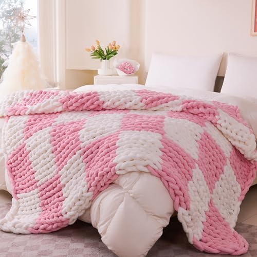 Chunky Knit Blanket Throw for Couch, 51"x63" Chunky Yarn Knitted Blankets - Image 6