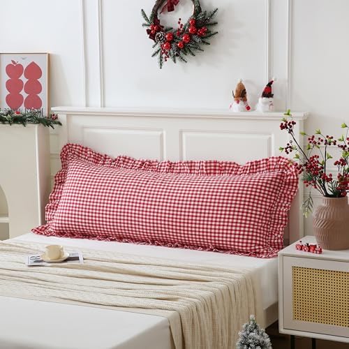 20x54 inches Red/White Gingham Body Pillow Sham 1 Piece by Qilunn