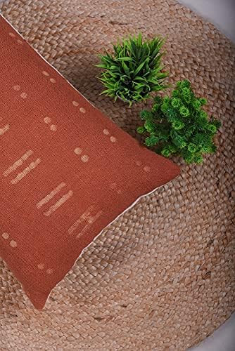 Trade Star Decorative Throw Pillow Cover 100% Cotton Handloomed Pillow Case for Couch Sofa Bed Modern Farmhouse Pillowcase (Rust Blossom 12X24 INCHES) - Image 4