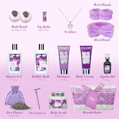 17Pcs Spa Gifts Spa Kit - Perfect Lavender Lilac Spa Gift Baskets for Women - Image 3