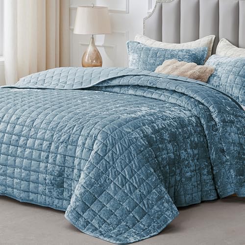 BEDELITE Velvet Quilt Set King Size, Luxury Velvet Comforter Bedding by BEDELITE