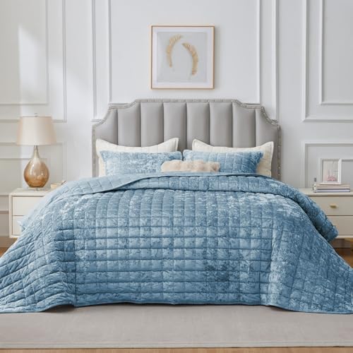 BEDELITE Velvet Quilt Set Queen Size, Luxury Velvet Comforter Bedding - Image 2