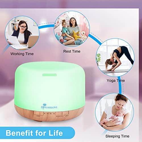 Diffuserlove Diffuser Essential Oil Diffusers 500ML Remote Control Aroma Diffuser Cool Mist Aromatherapy Diffuser with Mute Design, Timer and Auto Shut-Off for Office Living Room Yellow - Image 5