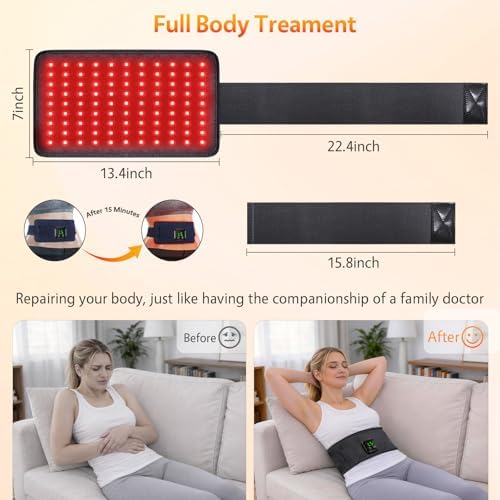 Red Light Therapy Belt for Body Cordless 660nm 850nm Heating Wrap (Grey) - Image 4