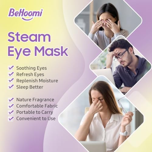 BeHoomi Steam Eye Mask, 10 Packs Heated Eye Mask, Self Heating Disposable Warm Compress for Eyes Sleep Mask, Travel Essentials & Relaxation Gifts (Chamomile+Lavender) - Image 5